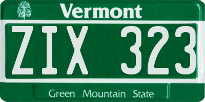 VT license plate ZIX323