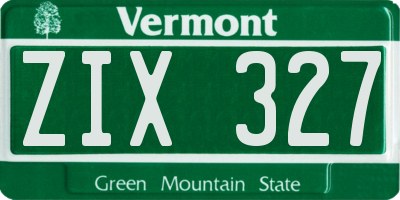 VT license plate ZIX327