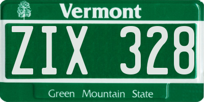 VT license plate ZIX328