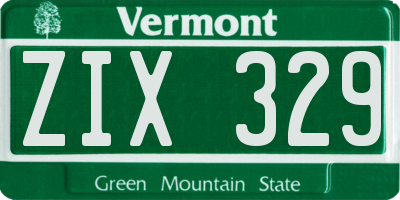 VT license plate ZIX329