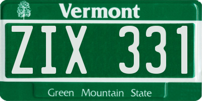 VT license plate ZIX331