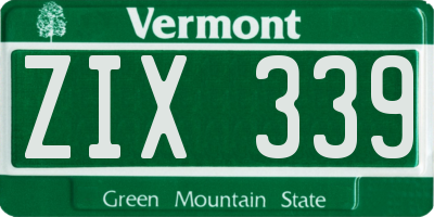 VT license plate ZIX339