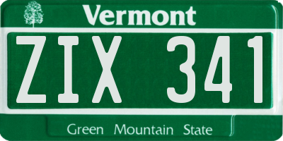 VT license plate ZIX341