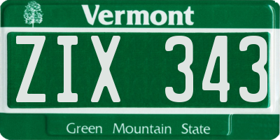 VT license plate ZIX343