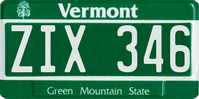VT license plate ZIX346