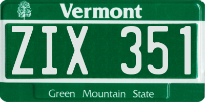 VT license plate ZIX351