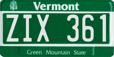 VT license plate ZIX361