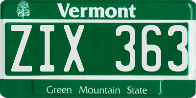 VT license plate ZIX363