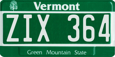 VT license plate ZIX364