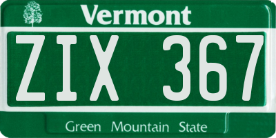 VT license plate ZIX367