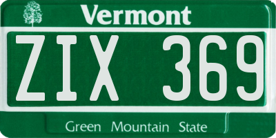 VT license plate ZIX369