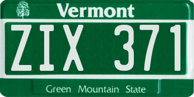 VT license plate ZIX371