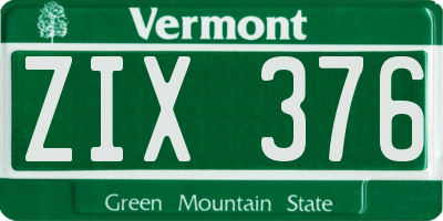 VT license plate ZIX376