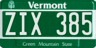 VT license plate ZIX385