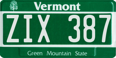 VT license plate ZIX387