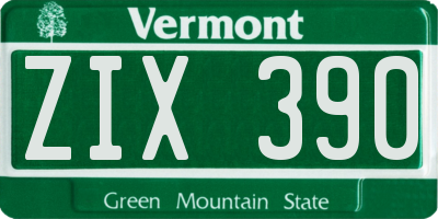 VT license plate ZIX390