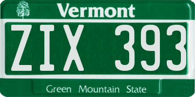 VT license plate ZIX393