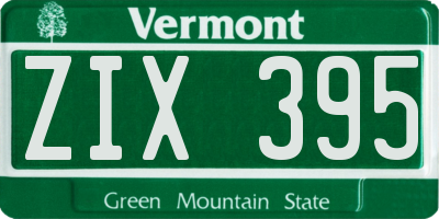 VT license plate ZIX395