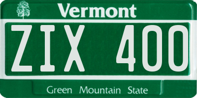 VT license plate ZIX400