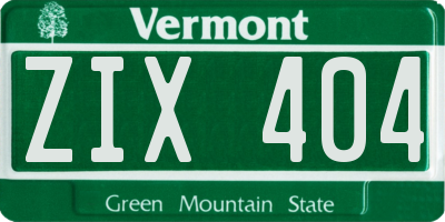 VT license plate ZIX404