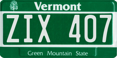 VT license plate ZIX407