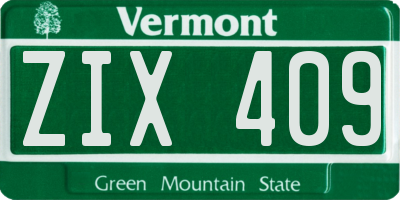 VT license plate ZIX409