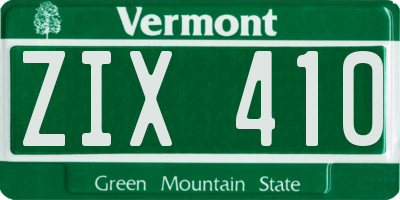 VT license plate ZIX410