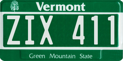 VT license plate ZIX411