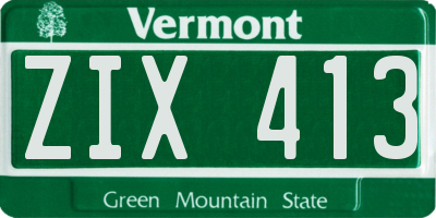 VT license plate ZIX413