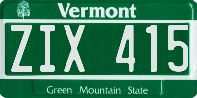 VT license plate ZIX415