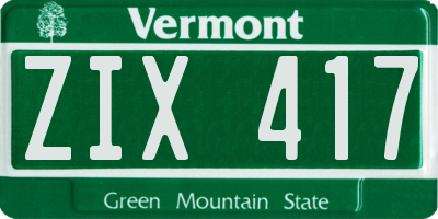 VT license plate ZIX417