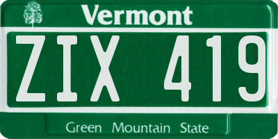 VT license plate ZIX419