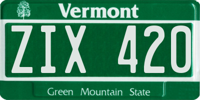 VT license plate ZIX420