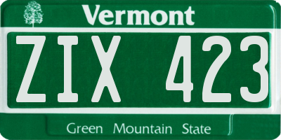 VT license plate ZIX423