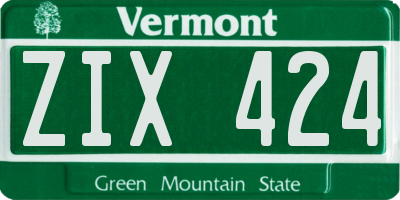 VT license plate ZIX424