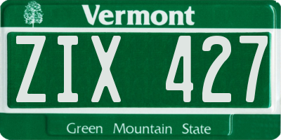 VT license plate ZIX427