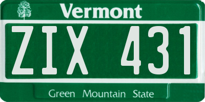 VT license plate ZIX431
