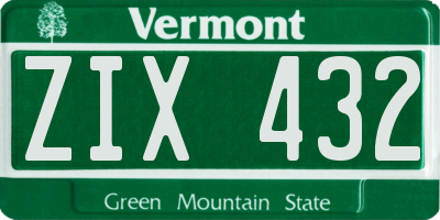 VT license plate ZIX432