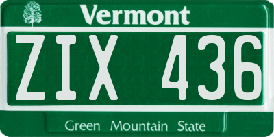VT license plate ZIX436