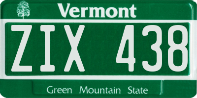VT license plate ZIX438