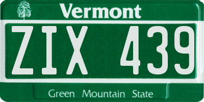 VT license plate ZIX439