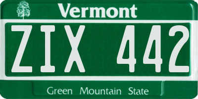 VT license plate ZIX442