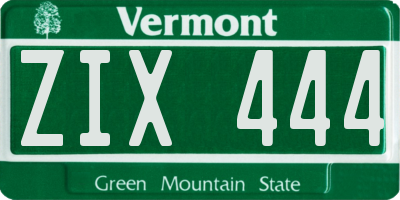 VT license plate ZIX444