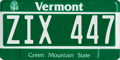 VT license plate ZIX447