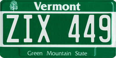 VT license plate ZIX449