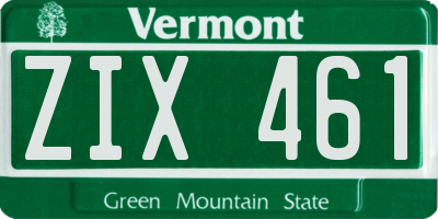 VT license plate ZIX461