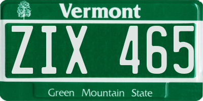 VT license plate ZIX465