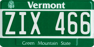 VT license plate ZIX466