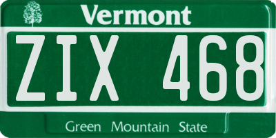 VT license plate ZIX468