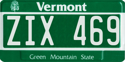 VT license plate ZIX469